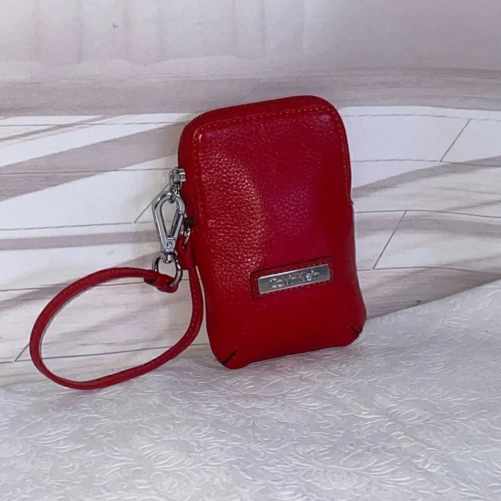 Calvin Klein Leather Wristlet Red Small